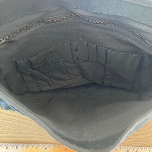 Vintage Y2K Fossil Gray Blue Canvas Crossbody Messenger Bag Commuter School - Picture 9 of 10